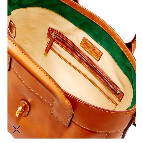 Dooney & Bourke Brown Leather Tote with Gold Clasp - Picture 4 of 13